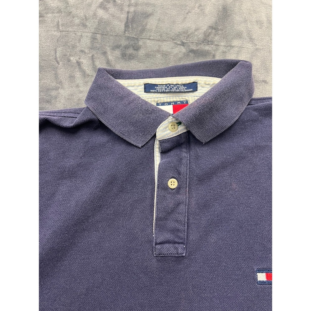 Tommy Hilfiger Polo Shirt Mens Large Navy Blue Cotton Golf Resort Wear Tennis - Picture 8 of 8